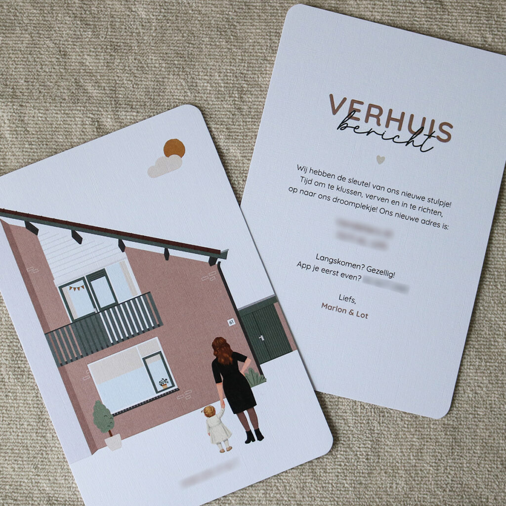 Platpraat verhuiskaartje op maat